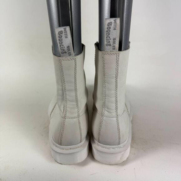 Dr. Martens 1460 Pascal Mono Chelsea Boots Women 9 White Leather Lace Up Pull On - Picture 7 of 9